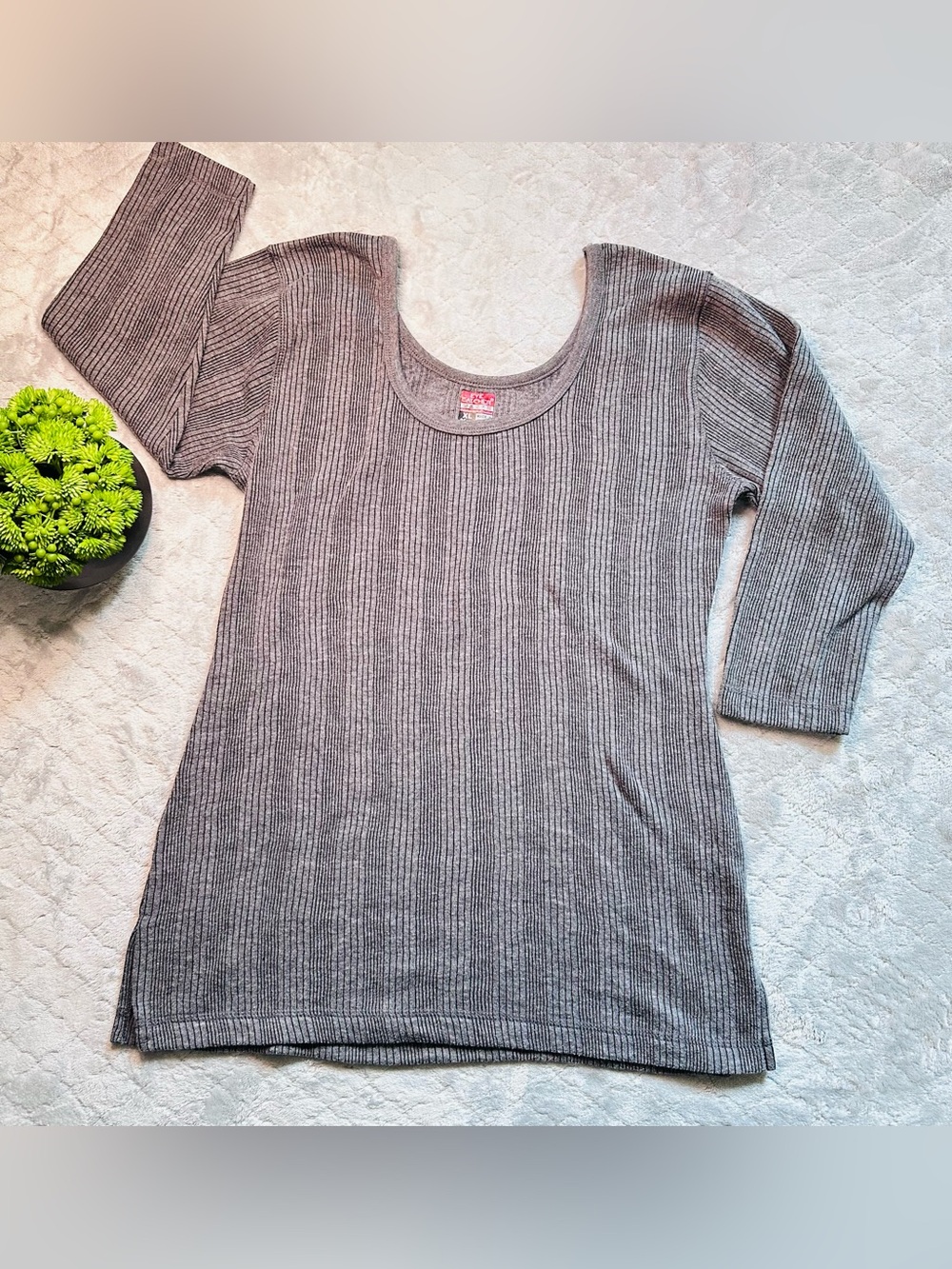 Eye Catcher Premium Quilted Thermal Top Grey Relaxed Fit XL Gorpcore
